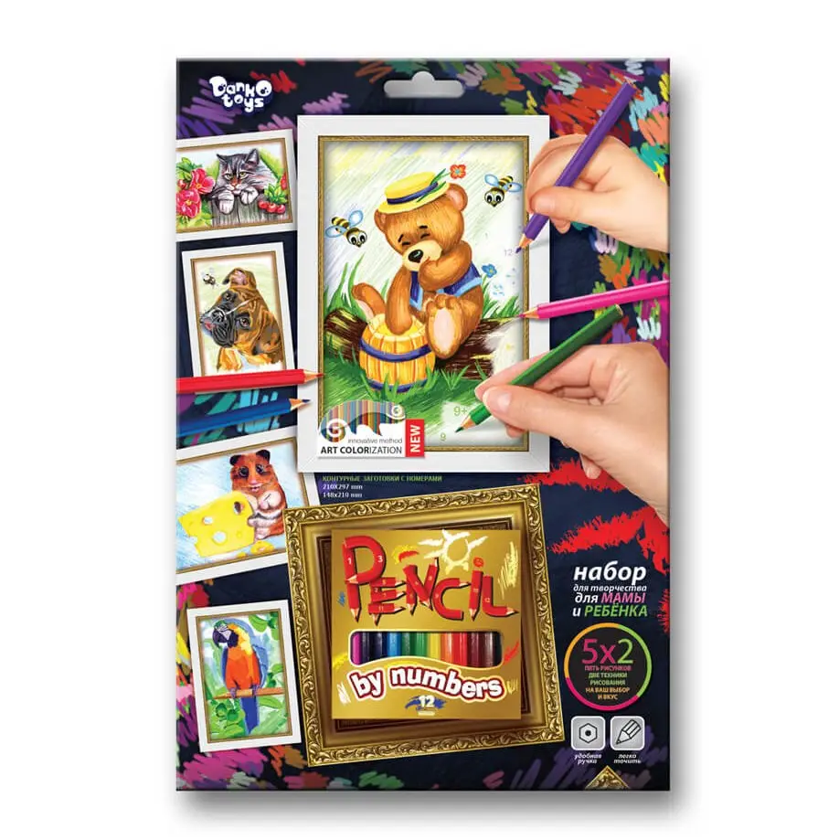 Набір креативної творчості Danko Toys "Pencil by numbers", олівці, 12 кольорів PBN-01-01...10 — фото 9