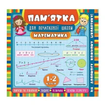 Книга УЛА Пам'ятка для початкової школи "Математика" 1 - 2  класи
