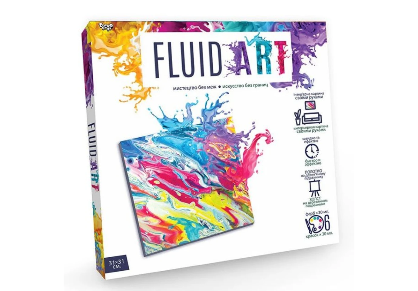 Набор креативного творчества Danko Toys "Fluid Art", ассорти FA-01-01,02,04,05
