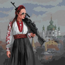Картина по номерах Ідейка 40 х 40 см "Красавіца" терпіти не буде", полотно, акрилові фарби, пензлики КНО4869