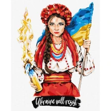Картина по номерах Ідейка 40 х 50 см "Дівчина з бандерівським смузі", полотно, фарби, пензли КНО4862
