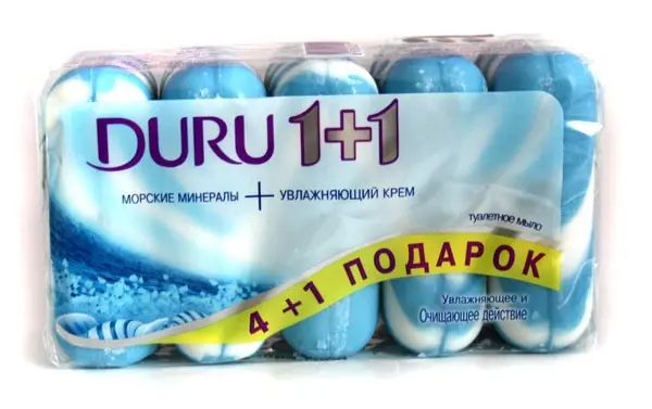 Мило туалетне DURU 1+1, 4 штуки по 80 г, асорті — фото 2