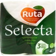 Туалетний папір RUTA SELECTA 3 шари, 4 штуки в упаковці, асорті 744387,744493