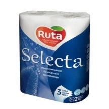 Рушники паперові RUTA Selecta 3-х шарові 2 штуки в упаковці 44516