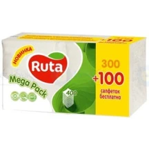 Серветки білі РУТА Mega Pack 400 штук, 1-шар 44622