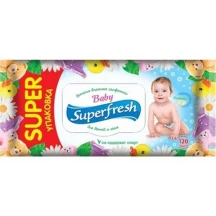 Серветки вологі SUPER FRESH Baby 120 штук, упаковка з клапаном 12.02.029