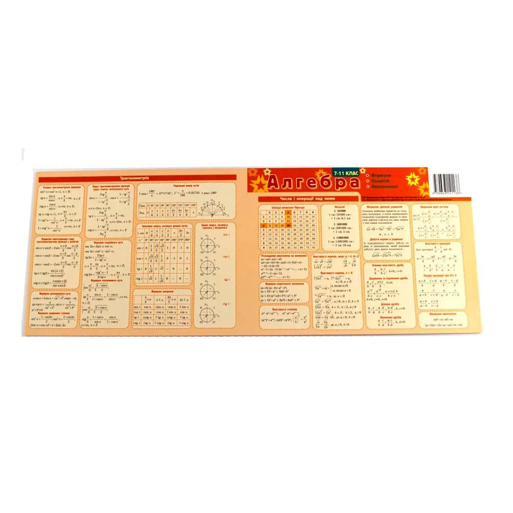Картонка - підказка Зірка "Алгебра" 7-11 класи, 20 х 15 см, 4 сторінки 66438 — фото 2