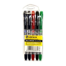 Ручка масляна Hiper Max Writer, набір з 5 кольорів HO-335/5