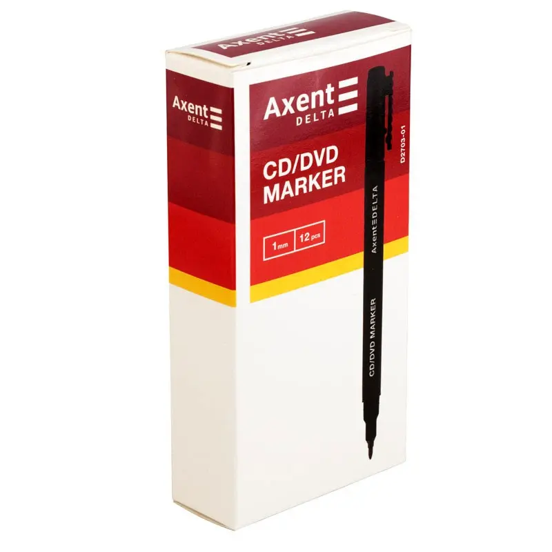 Маркер для CD/DVD дисків чорний, Axent 1,0 мм, на спиртовій основі, круглий D2703-01 — фото 2