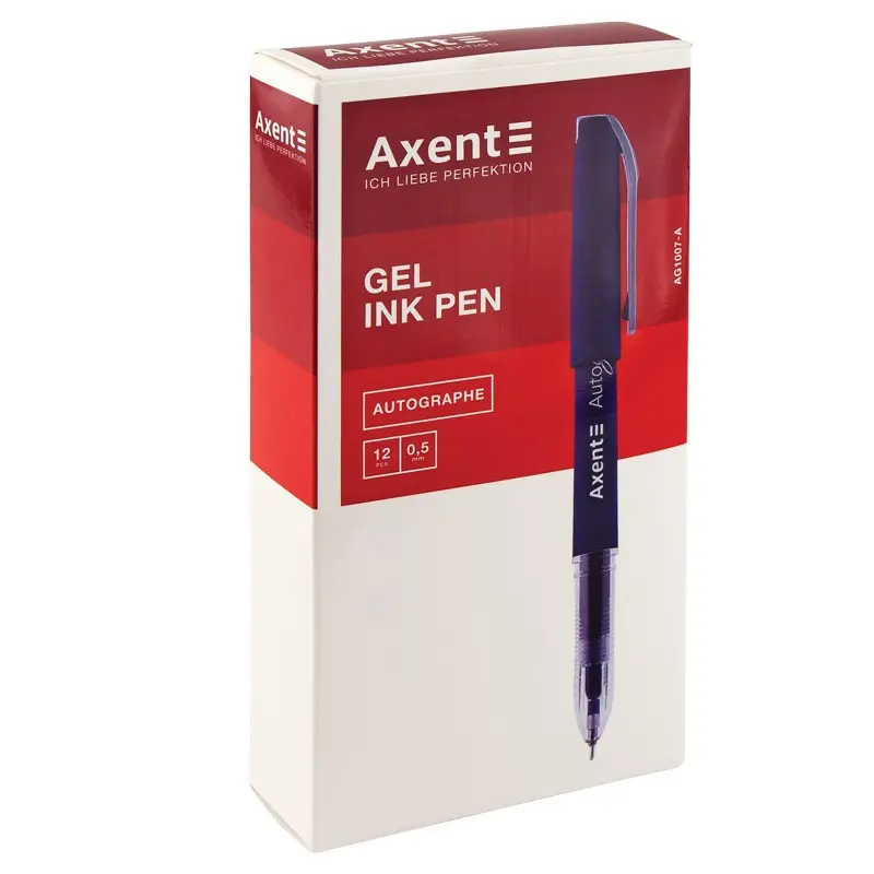 Ручка гелева чорна Axent Autographe 0,5 мм AG1007-01-A — фото 2