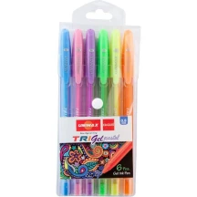 Набір ручек гелевих Unimax Trigel Pastel 0,8 мм, 6 кольорів UX-144