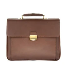 Портфель VIF Classic шкіряний, 2-а відділення, кишеня на кнопці, довга ручка, колір коричневий 010439-7221