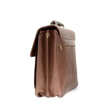 Портфель VIF Classic шкіряний, 2-а відділення, кишеня на кнопці, довга ручка, колір коричневий 010439-7221 — фото 2