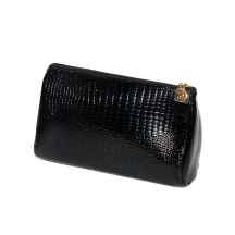 Косметичка Chanel на блискавці, шкіра, колір чорний 9016 — фото 2