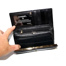 Гаманець жіночий Chanel, колір чорний, шкіра 9010 — фото 2