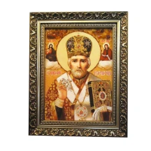 Ікона з янтарем Святий Миколай 15 х 20 см і-101