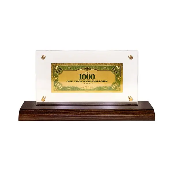 Банкнота с золотым напылением Гранд Презент на подставке "1000 USD" 14,5 х 28 х 6 см ГП600074 Банкнота с золотым напылением Гранд Презент на подставке "1000 USD" 14,5 х 28 х 6 см ГП600074 — фото 2