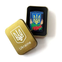 Запальничка бензинова в подарунковій коробці Герб України HL-326A