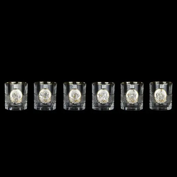 Набір для віскі Boss Crystal "Гербовий з козаками" (графін та 6 келихів) кришталь, золото, срібло GPBCR7GKGLD — фото 2