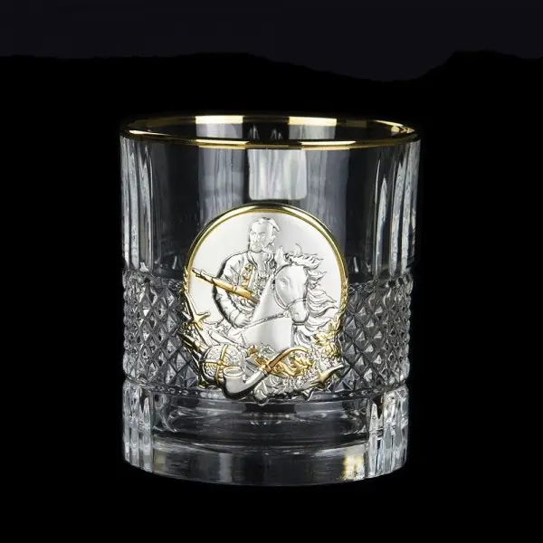 Набір для віскі Boss Crystal "Гербовий з козаками" (графін та 6 келихів) кришталь, золото, срібло GPBCR7GKGLD — фото 5