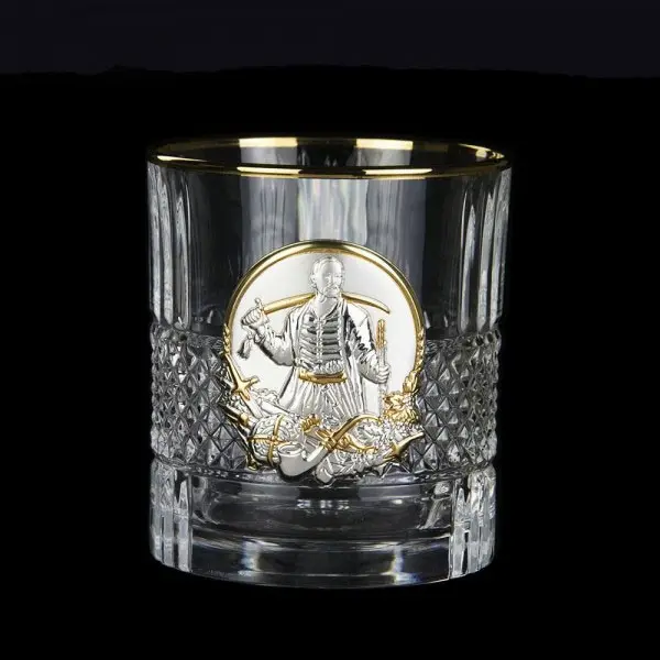 Набір для віскі Boss Crystal "Гербовий з козаками" (графін та 6 келихів) кришталь, золото, срібло GPBCR7GKGLD — фото 6