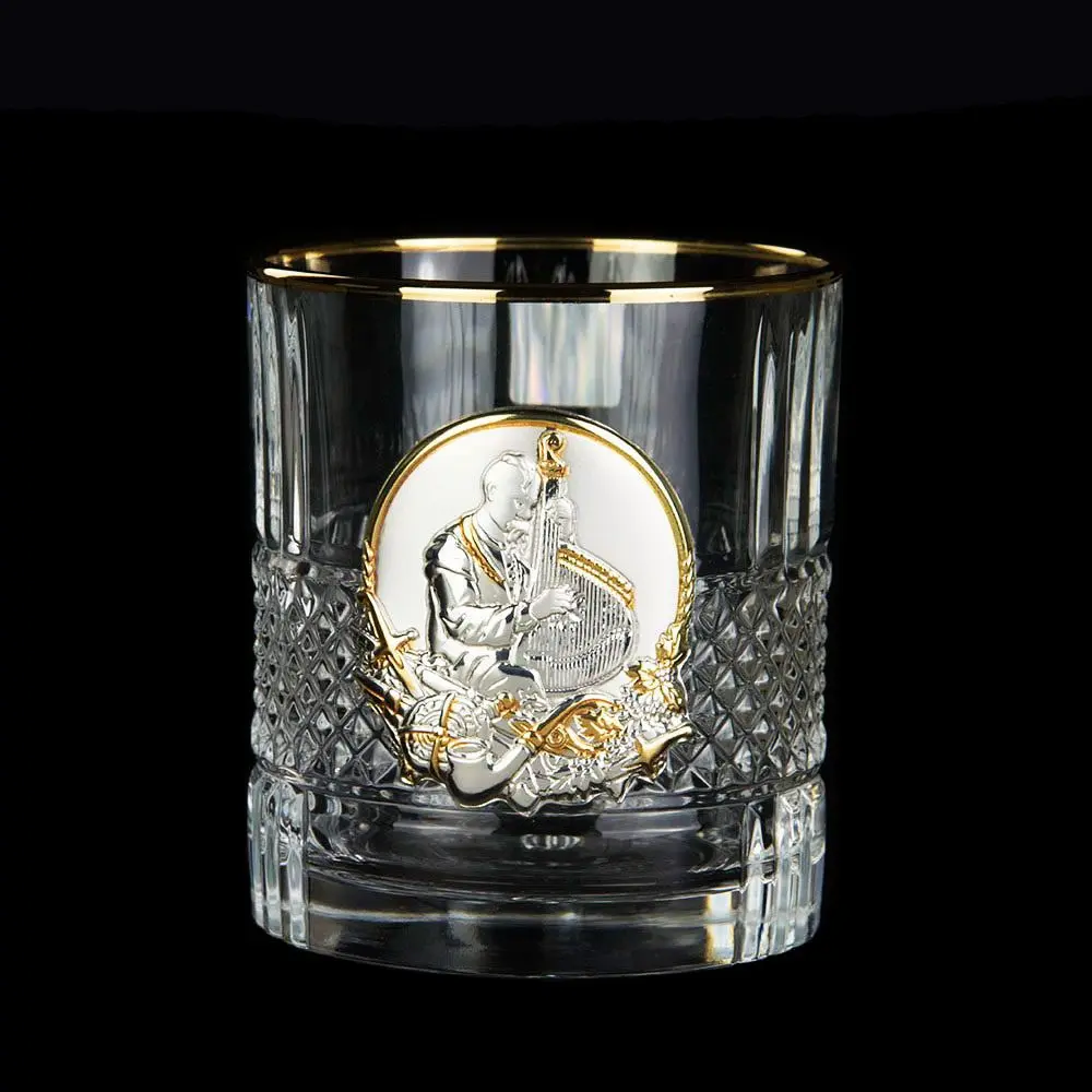 Набір стаканів для віскі Boss Crystal "Гербовий з козаками" (6 шт) кришталь, золото, срібло GPBCR6KGGLD — фото 3