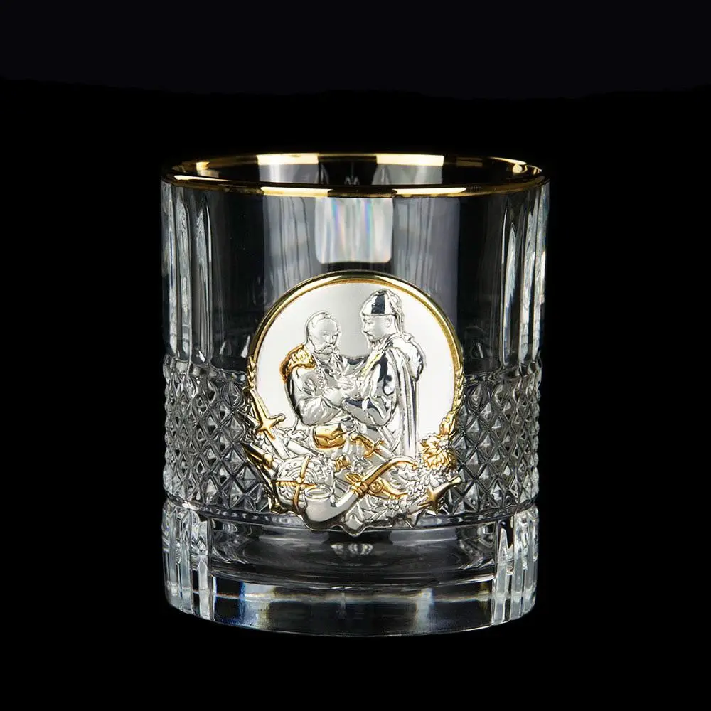 Набір стаканів для віскі Boss Crystal "Гербовий з козаками" (6 шт) кришталь, золото, срібло GPBCR6KGGLD — фото 4