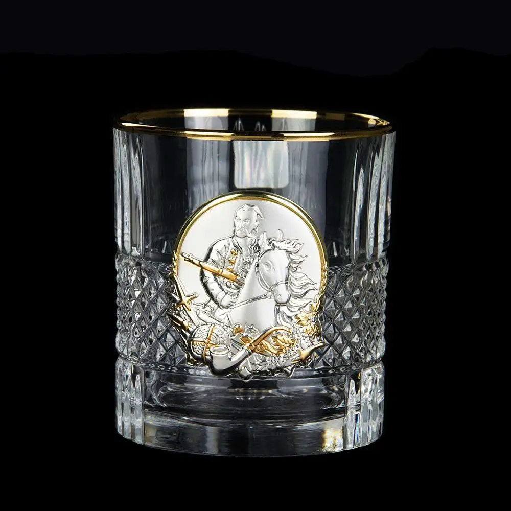 Набір стаканів для віскі Boss Crystal "Гербовий з козаками" (6 шт) кришталь, золото, срібло GPBCR6KGGLD — фото 5