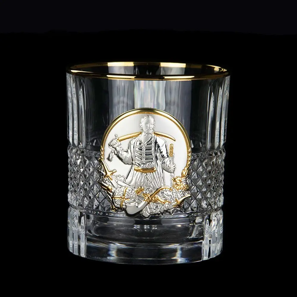 Набір стаканів для віскі Boss Crystal "Гербовий з козаками" (6 шт) кришталь, золото, срібло GPBCR6KGGLD — фото 7