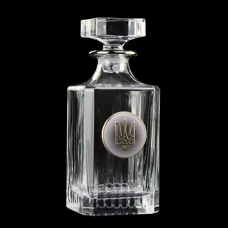 Набір для віскі Boss Crystal "ЗСУ" (графін та 6 келихів) кришталь, золото, срібло GPB7VSU2PGD — фото 2