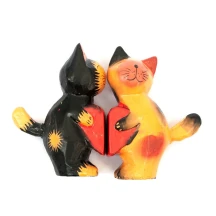 Кіт з кішкою пара з сердечком, дерево 13,5 х 8 х 3 см 29426
