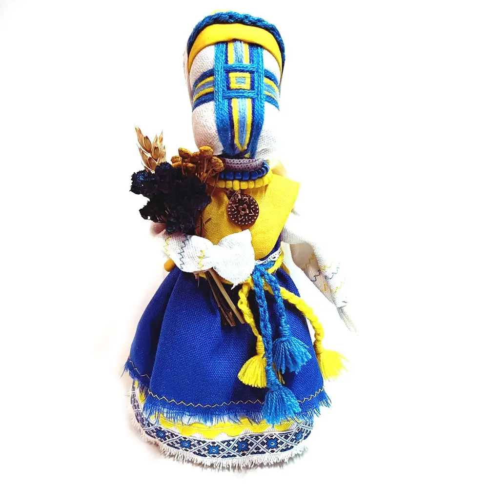 Лялька мотанка Гранд Презент в асортименті, бавовна, льон, стрічки, намистини, сухоцвіти h=20 см — фото 2