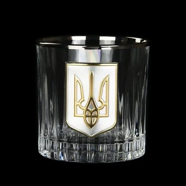 Набір стаканів для віскі Boss Crystal "Тризуб" (6 шт) кришталь, золото, срібло GPB6TRY2PG — фото 2