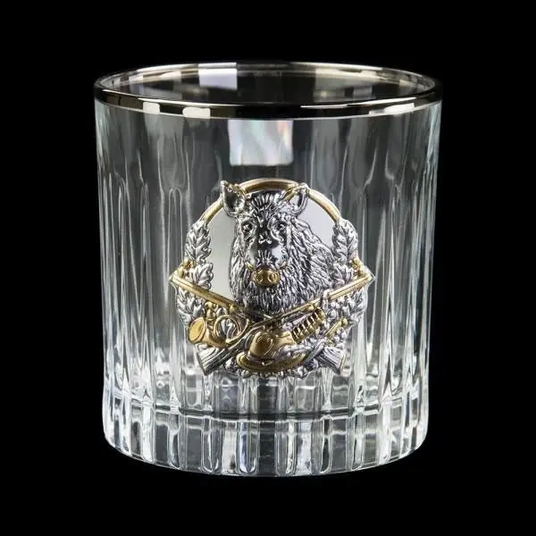 Набір стаканів для віскі Boss Crystal "Полювання" (6 шт) кришталь, золото, срібло GPB6MYS2PG — фото 7