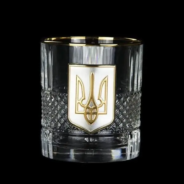 Набір стаканів для віскі Boss Crystal "Тризуб" (6 шт) кришталь, золото, срібло GPB6TRY1GG — фото 2