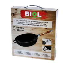 Пательня Biol d=24 см чавунна, глибока, литий корпус зі з`ємною ручкою 0324