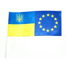 Прапор Україна - Євросоюз 12 х 20 см настільний, поліестер П2-УЄ