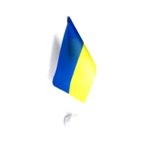 Комплект: флаг Украины 14,5 х 23 см полиэстер + подставка К-1