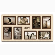 Фоторамка - Колаж LOVE 65 х 34 на 8 фотокарток 10 х 15 см, світло жовте ДВП H8-007B