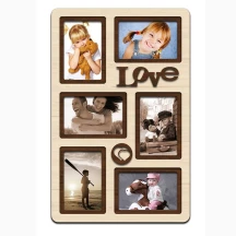 Фоторамка - Колаж LOVE 51 х 33 на 6 фотокарток 10 х 15 см, світло жовте ДВП H6-019B