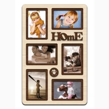 Фоторамка - Колаж HOME 51 х 33 на 6 фотокарток 10 х 15 см, світле ДВП H6-022В