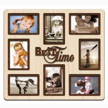 Фоторамка - Колаж BEST Time 51 х 46 на 8 фотокарток 10 х 15 см, світло жовте ДВП H8-005B