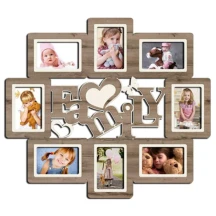 Фоторамка - Колаж FAMILY 60 х 68 на 8 фотокарток 10 х 15 см, світло сіре ДВП H8-062С
