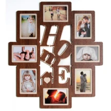 Фоторамка - Колаж HOME 68 х 60 на 8 фотокарток 10 х 15 см, коричневе ДВП H8-069A