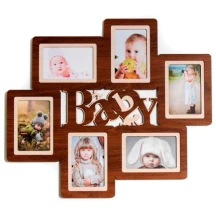 Фоторамка - Колаж BABY 57 х 50 на 6 фотокарток 10 х 15 см, коричневе ДВП H6-064А