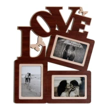 Фоторамка - Колаж LOVE 37 х 45 на 3 фотокартки 10 х 15 см, коричневе ДВП H3-068А