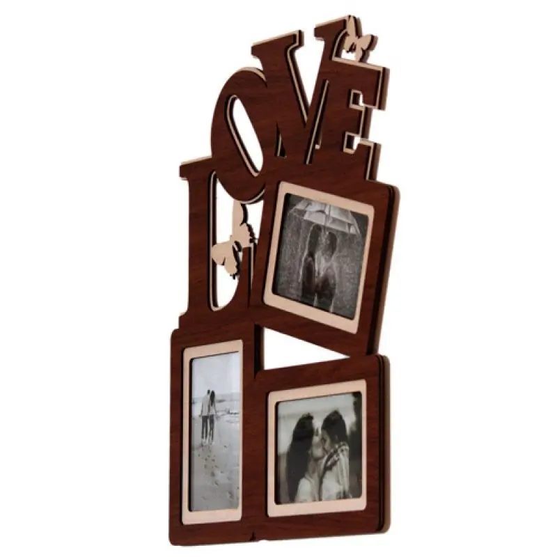 Фоторамка - Колаж LOVE 37 х 45 на 3 фотокартки 10 х 15 см, коричневе ДВП H3-068А — фото 2