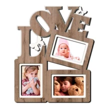 Фоторамка - Колаж LOVE 37 х 45 на 3 фотокартки 10 х 15 см, сіре ДВП H3-061С