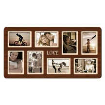 Фоторамка - Колаж LOVE 65 х 34 на 8 фотокарток 10 х 15 см, коричневе ДВП H8-008A