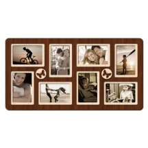 Фоторамка - Колаж Метелики 65 х 34 на 8 фотокарток 10 х 15 см, коричневе ДВП H8-016A